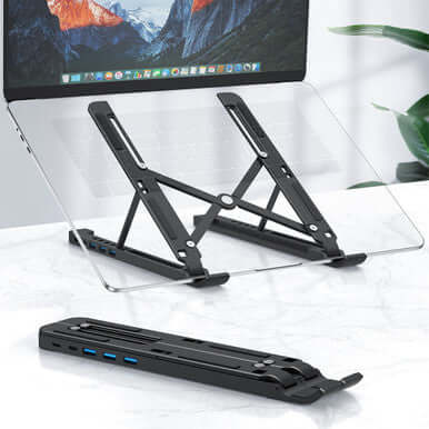 Portable Folding Laptop Stand with USB C Docking Station