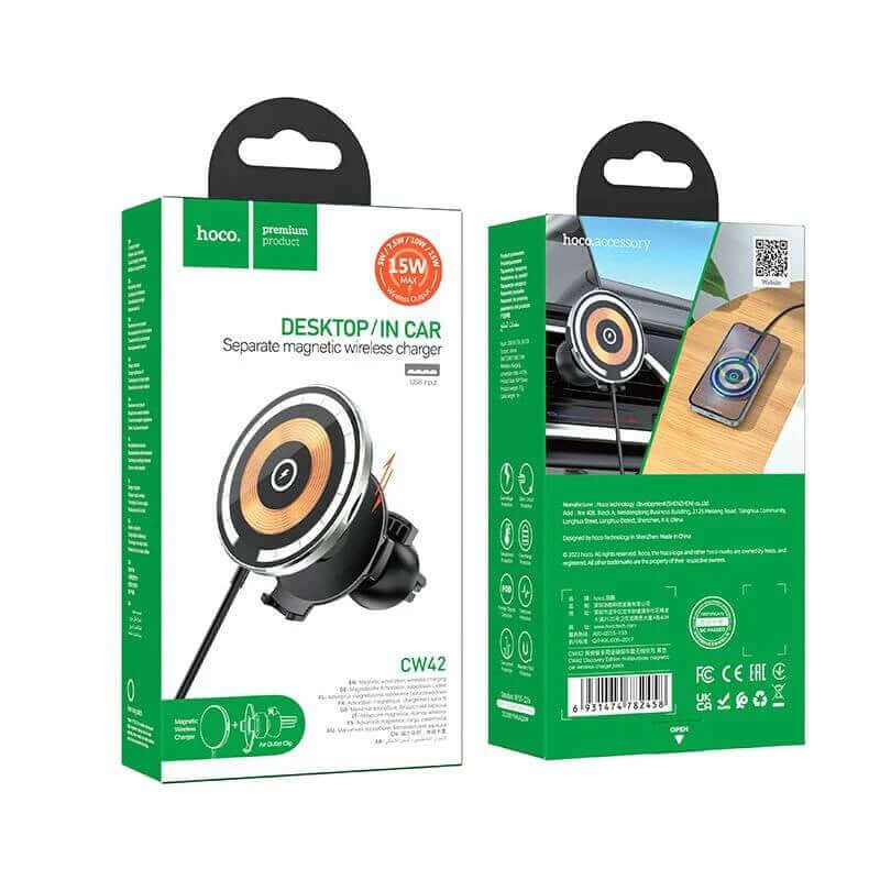 Hoco 15W MagSafe Magnetic Wireless Charging Car Holder Mount #CW42 - Buyrouth