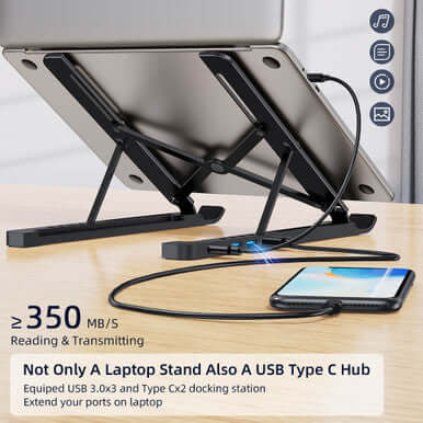 Portable Folding Laptop Stand with USB C Docking Station