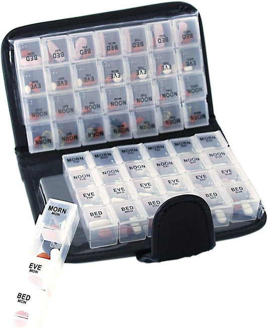 Large Pill Box Travel Organizer with Case
