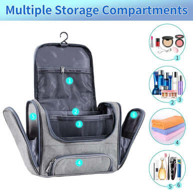 Travel Toiletry Bag with Hanging Hook