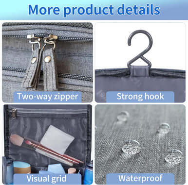 Travel Toiletry Bag with Hanging Hook