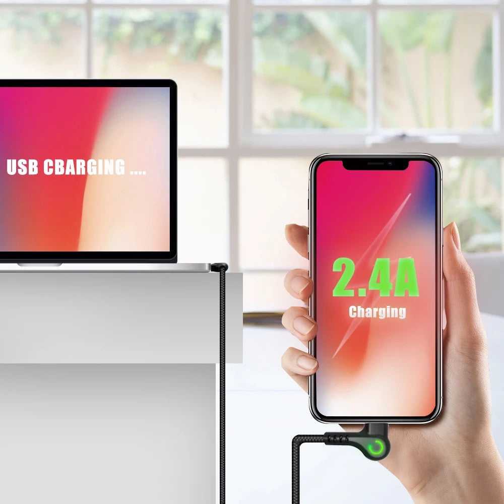 90° Lightning Cable with LED Light - Buyrouth