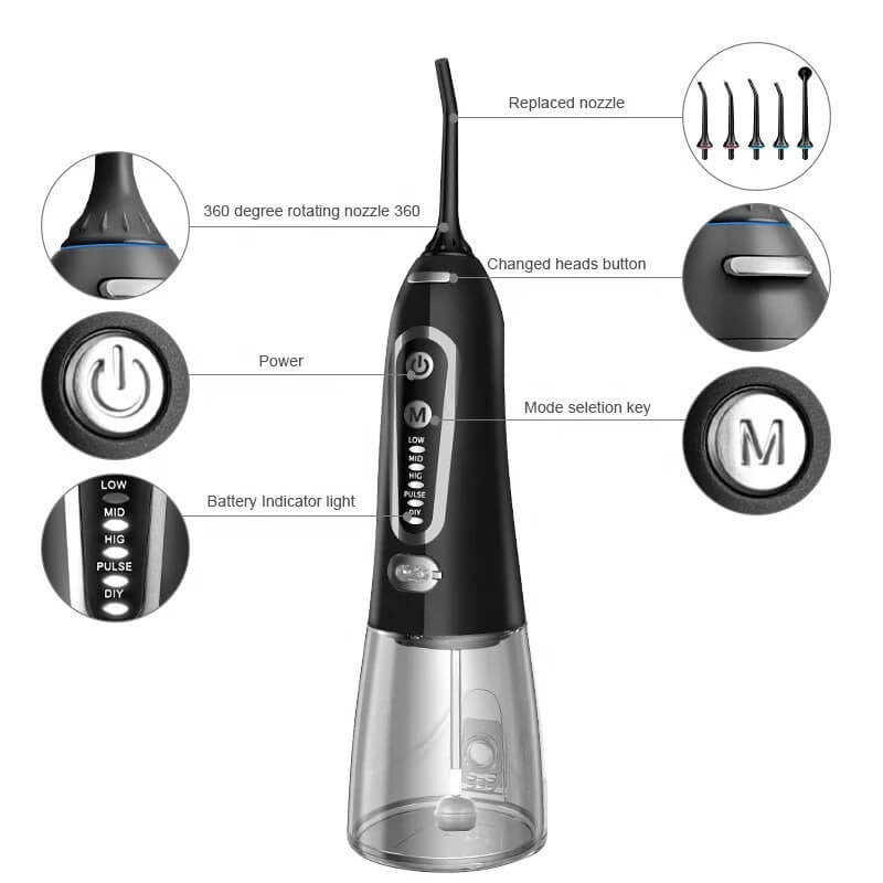 Rechargeable Water Flosser Full Oral Teeth Cleaner - Buyrouth