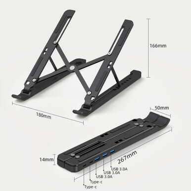 Portable Folding Laptop Stand with USB C Docking Station