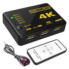 4K HDMI Splitter 5 in 1 Out Switch with Remote