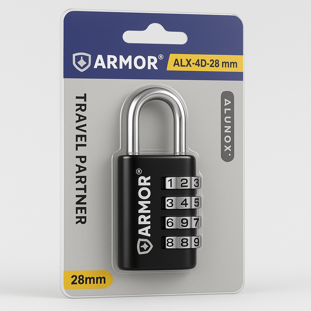 ARMOR 28mm Combination Travel Padlock #ALX4D28