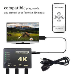 4K HDMI Splitter 5 in 1 Out Switch with Remote