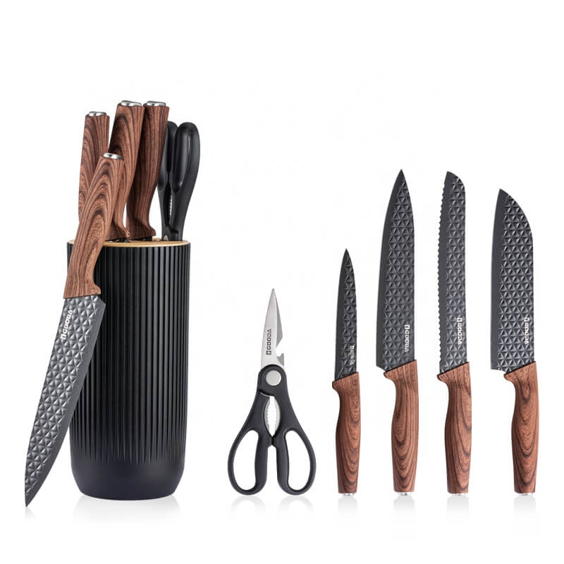GOODA 6 Piece Kitchen Knife Set – Black