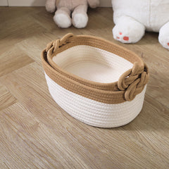 Knotted Handle Woven Cotton Storage Basket  (Set of 2 Sizes)