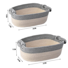 Knotted Handle Woven Cotton Storage Basket  (Set of 2 Sizes)