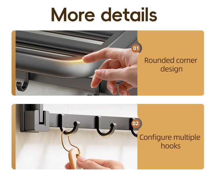 TAILI Space3.0 Double Folding Bath Towel Holder #AW837 – view 14