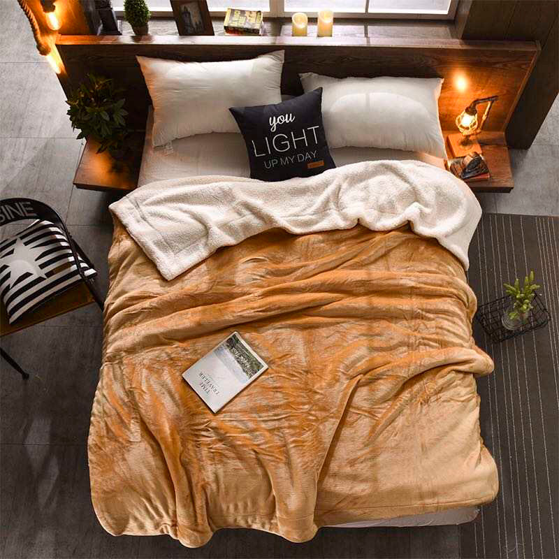 Sherpa Fleece Blanket – Light Brown