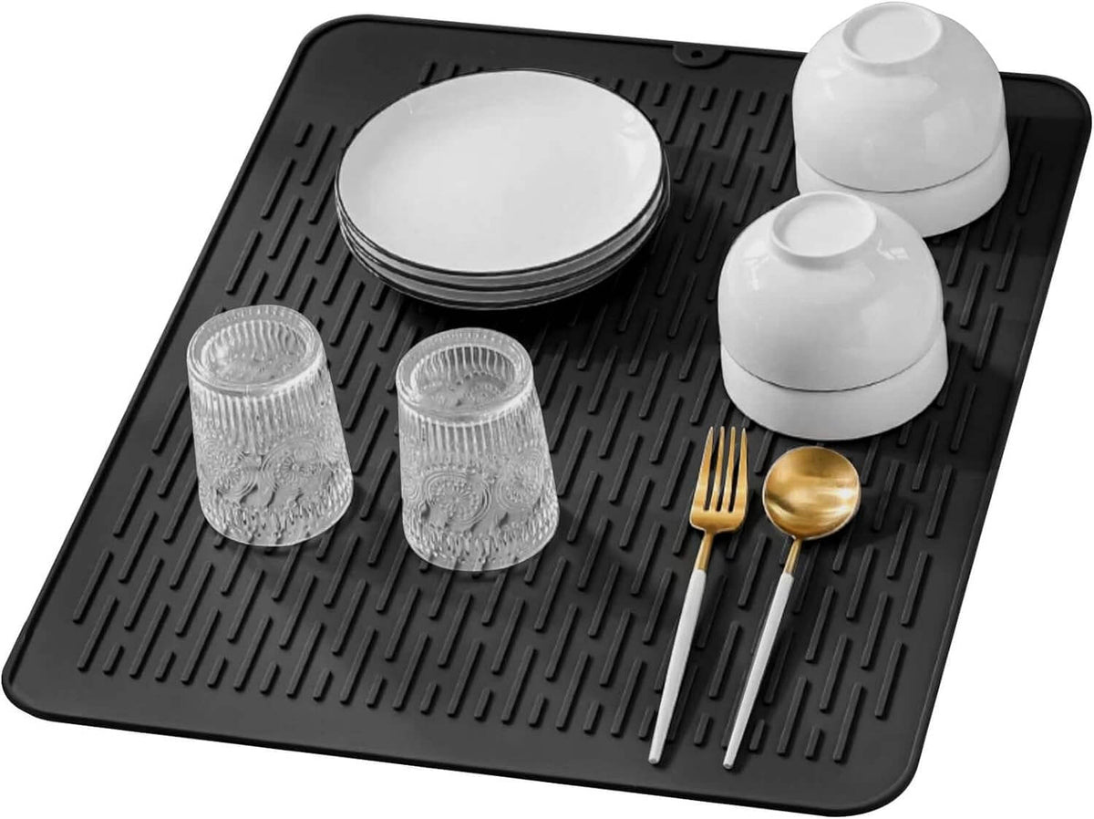 Multi Use Silicone Dish Drying Mat – Black