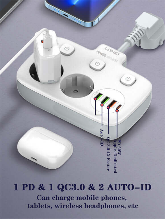 LDNIO 2 Outlets Portable Electrical Extension Socket #SE2435 - Buyrouth