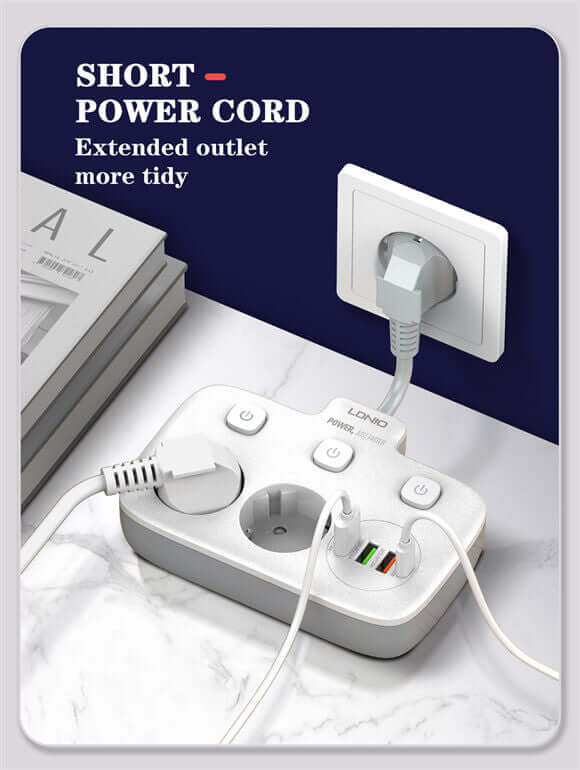 LDNIO 2 Outlets Portable Electrical Extension Socket #SE2435 - Buyrouth