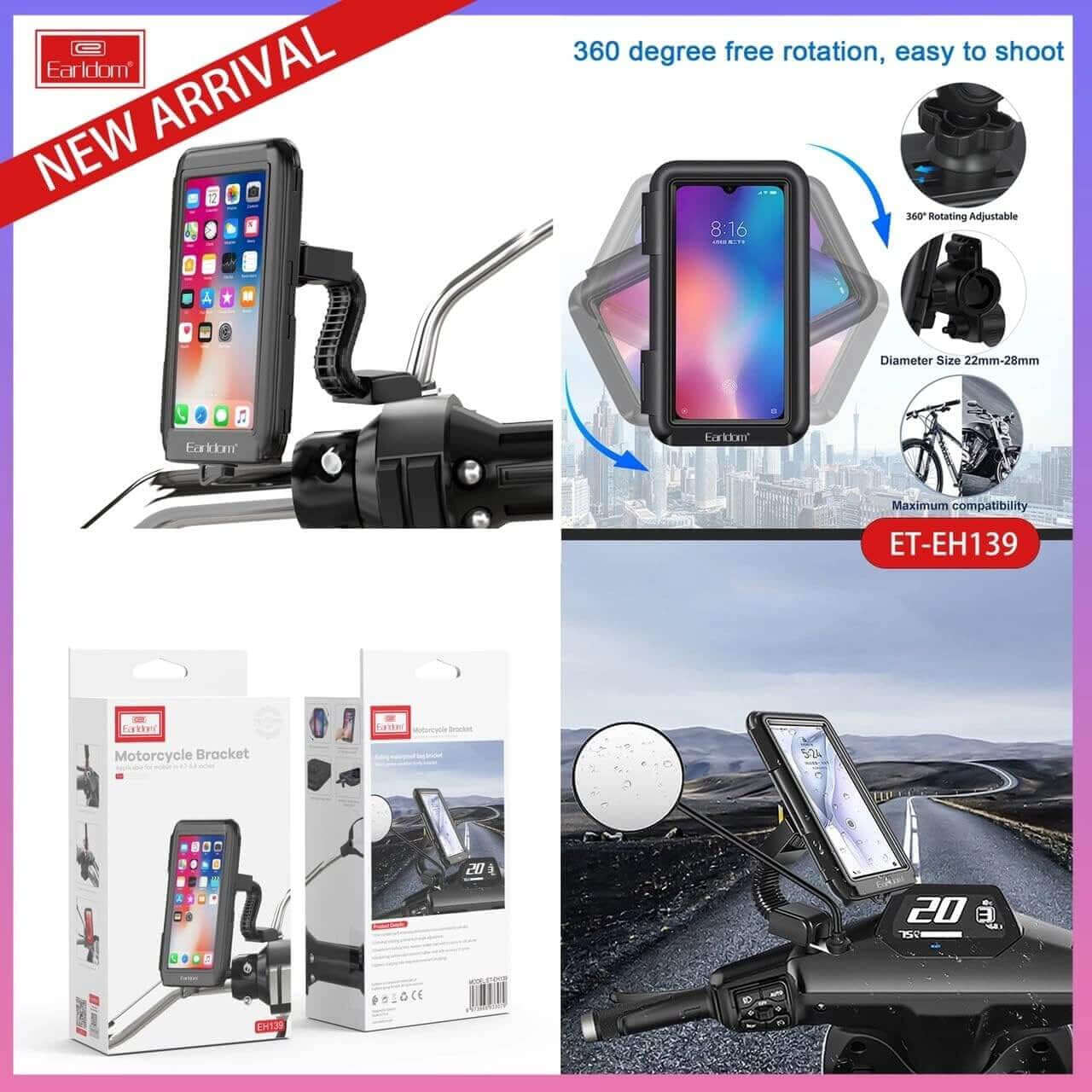 Earldom Motorcycle Bracket Waterproof Phone Holder #EH139 - Buyrouth