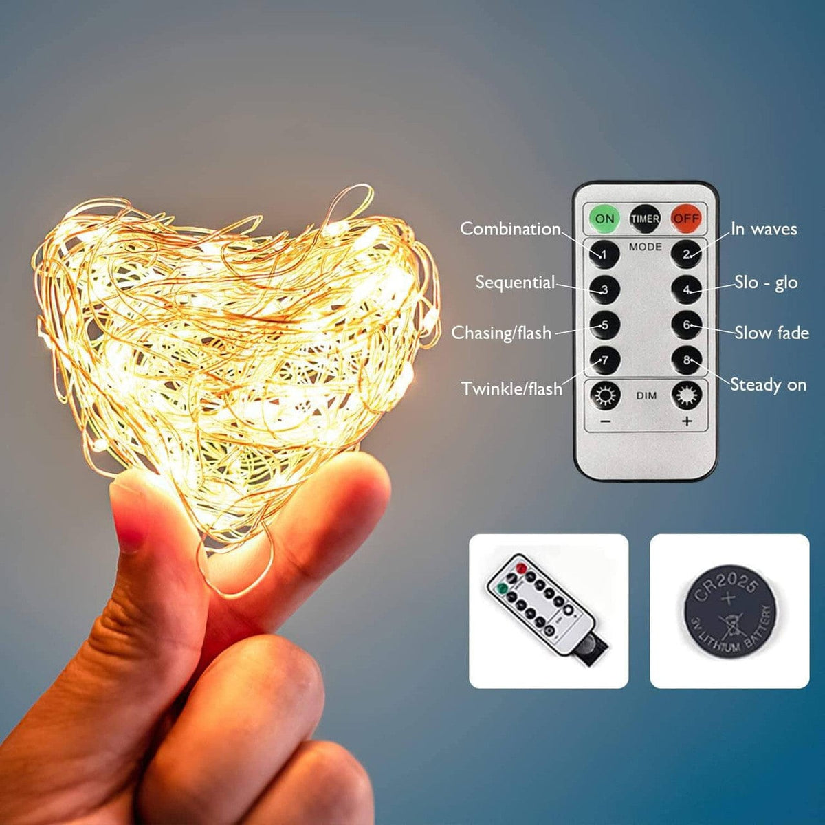 Waterproof IP65 LED Fairy String Lights Battery Operated with Remote – view 5
