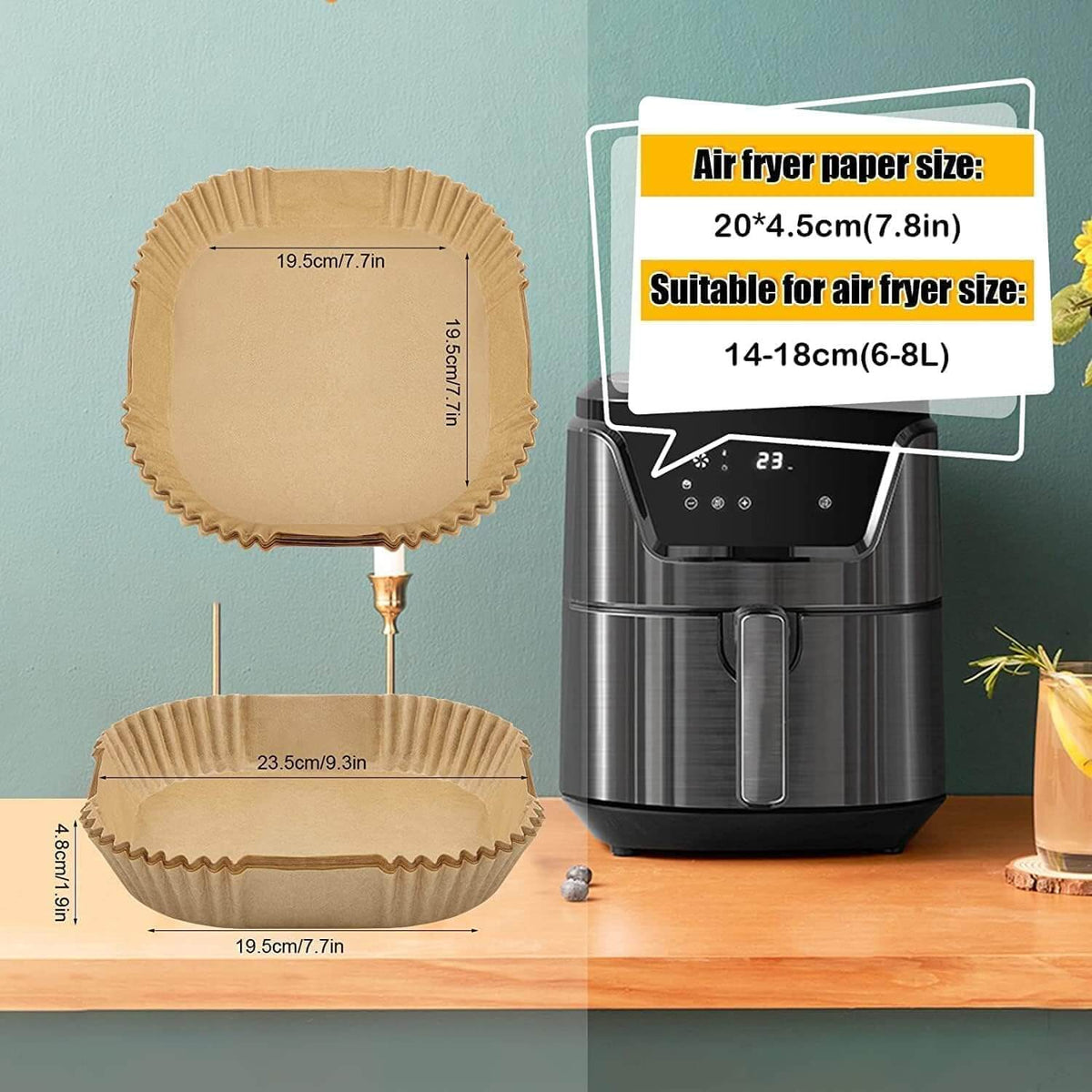 Air Fryer Square Disposable Paper Liners (Pack of 100) – view 4