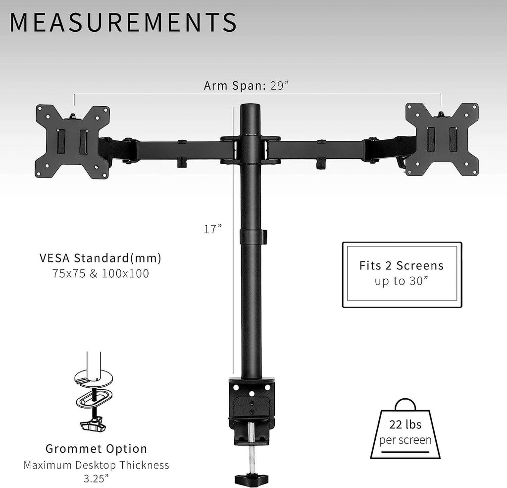 Adjustable Single & Dual Arm Monitor Desk Mount – view 8