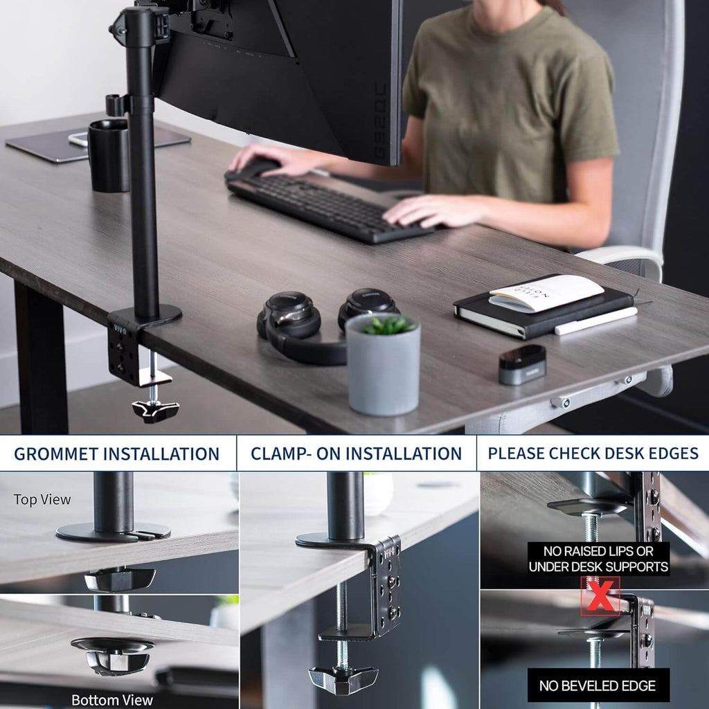 Adjustable Single & Dual Arm Monitor Desk Mount – view 11