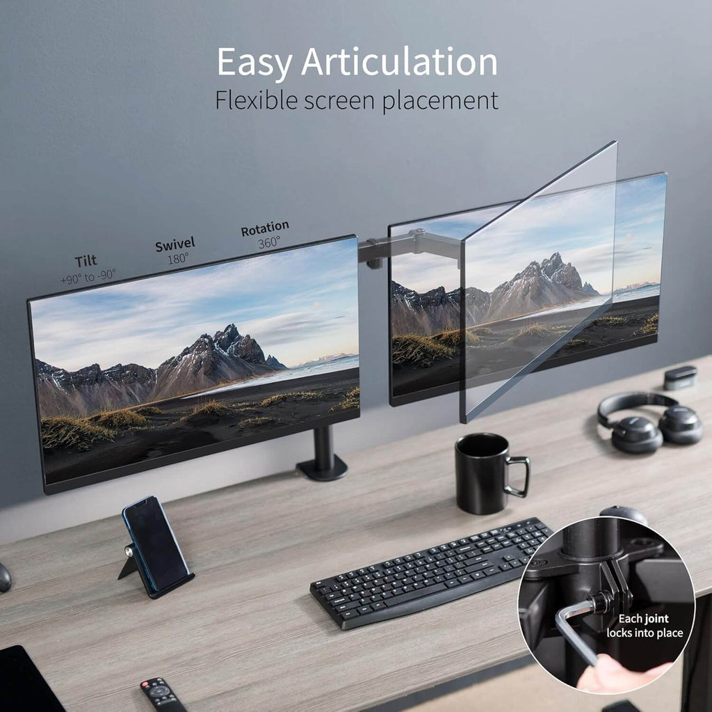 Adjustable Single & Dual Arm Monitor Desk Mount – view 12