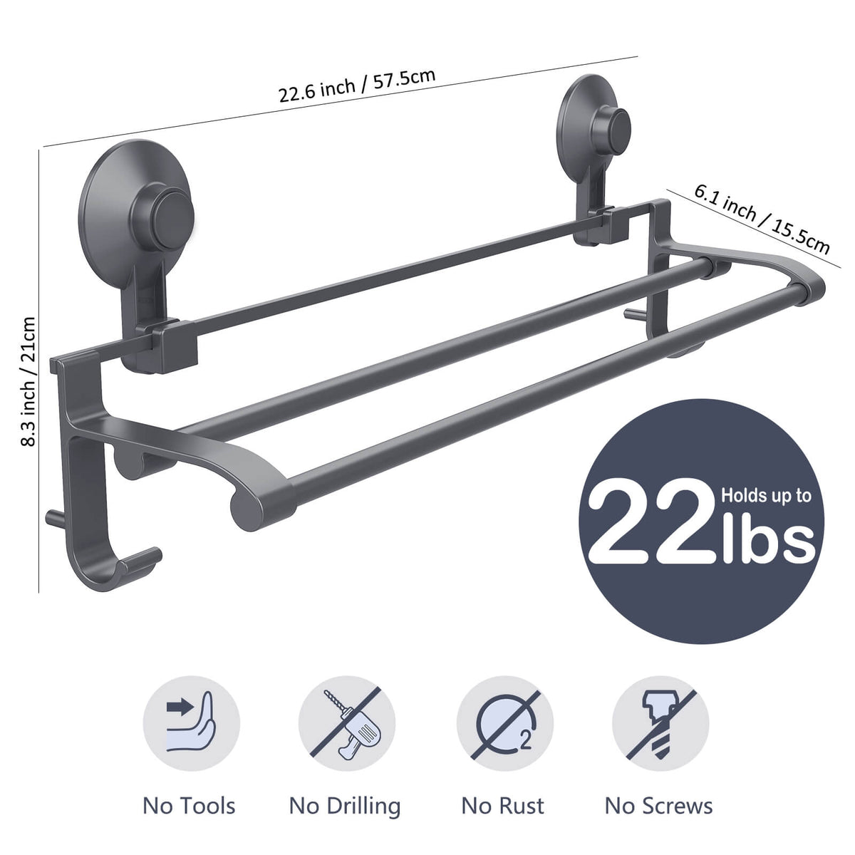 TAILI Space3.0 Heavy Duty Suction Towel Bar #AW838 – view 13