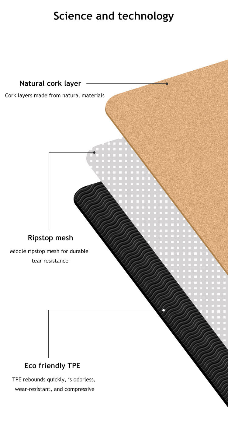 Natural Cork Yoga Mat with TPE Base