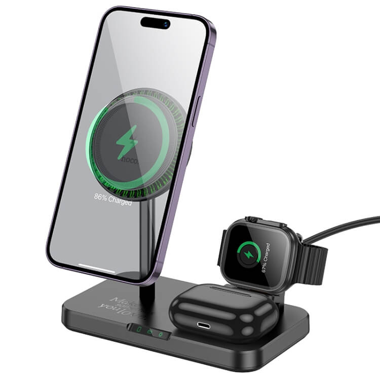 Hoco 3 in 1 Magnetic Wireless Fast Charger #CQ12