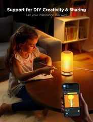 Govee H6022 table lamp providing ambient light while a child draws at a table, showcasing creativity and sharing.