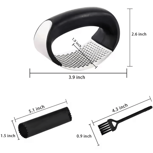 Ergonomic Stainless Steel Garlic Press Set