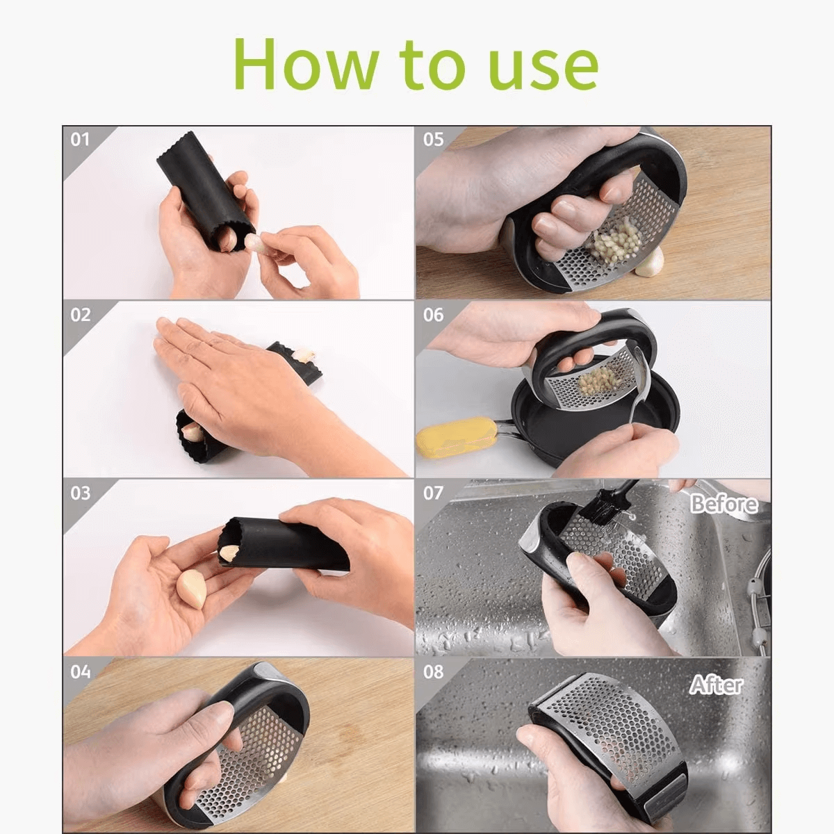 Ergonomic Stainless Steel Garlic Press Set – view 5