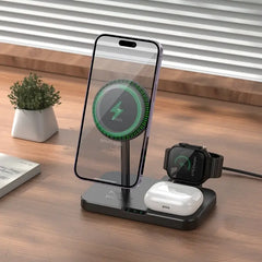 Hoco 3 in 1 Magnetic Wireless Fast Charger #CQ12