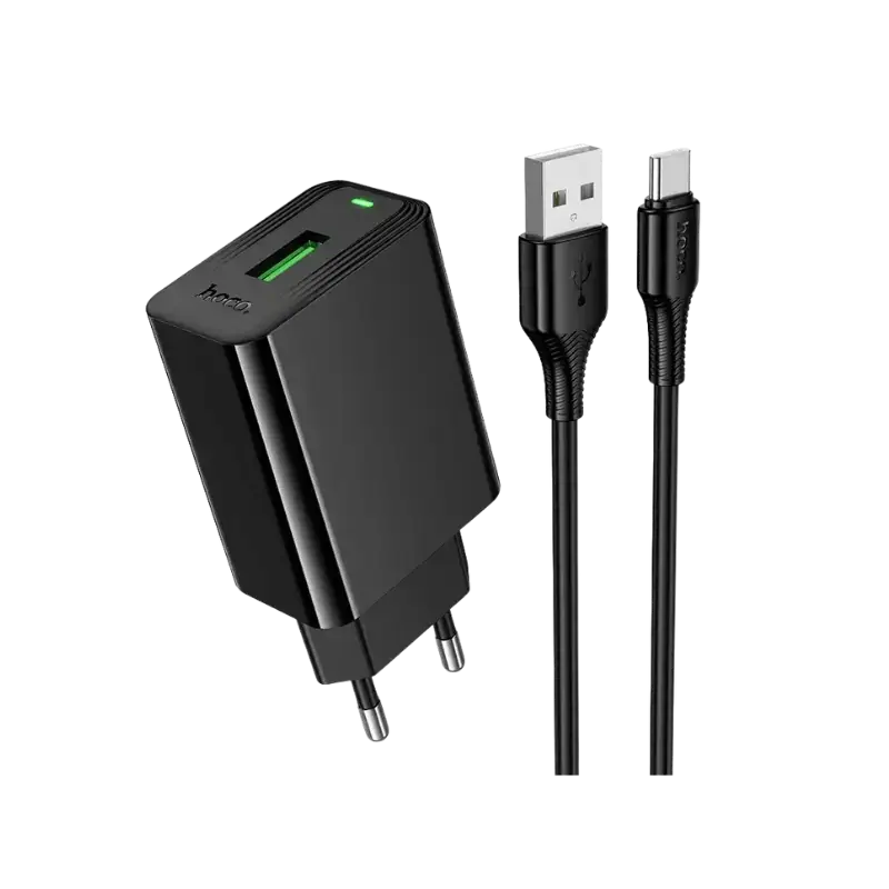 Hoco 18W QC3.0 Fast Charger with USB-C Cable #CS92A