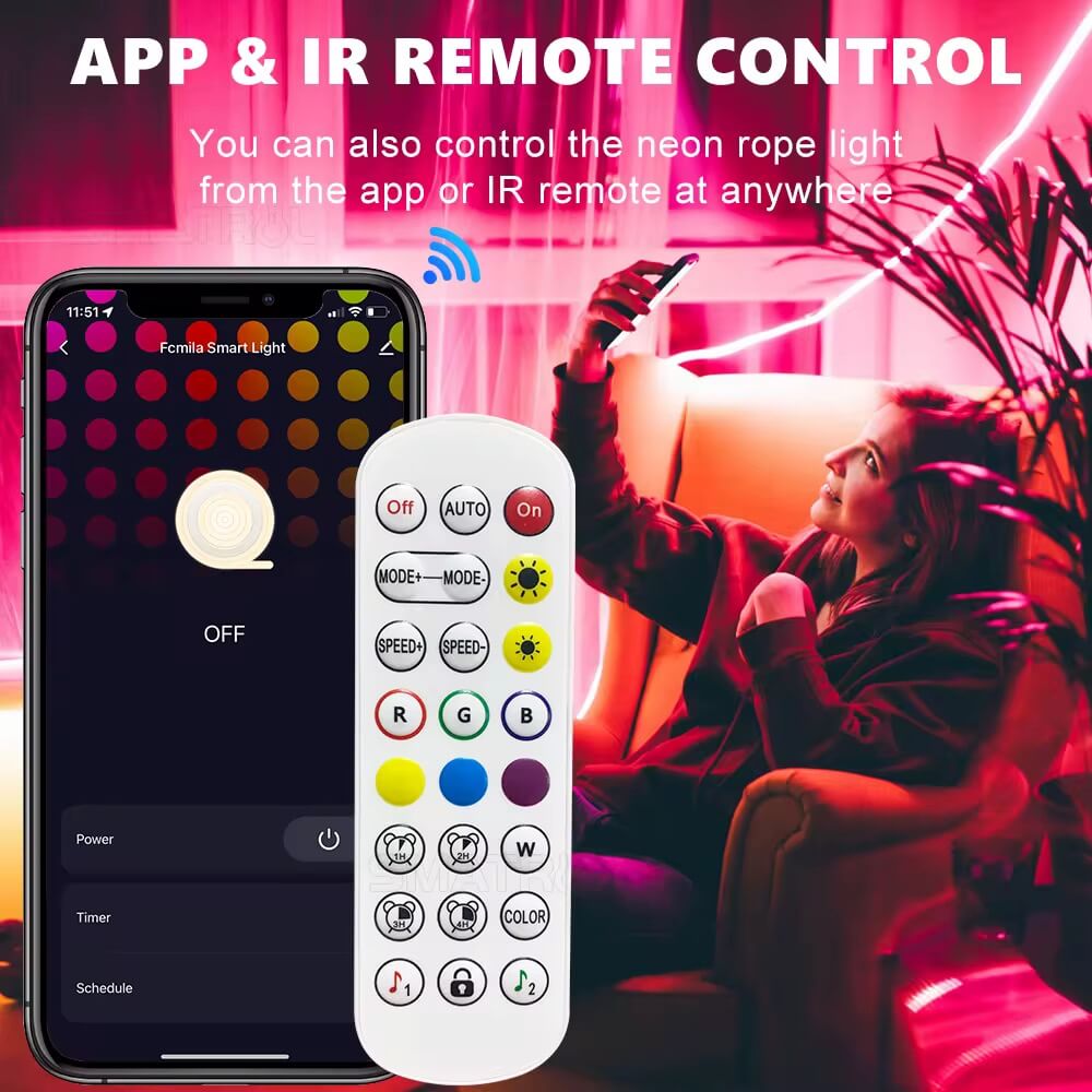 Smart LED Neon Light Strip with Wi-Fi & Bluetooth IR Remote – view 5