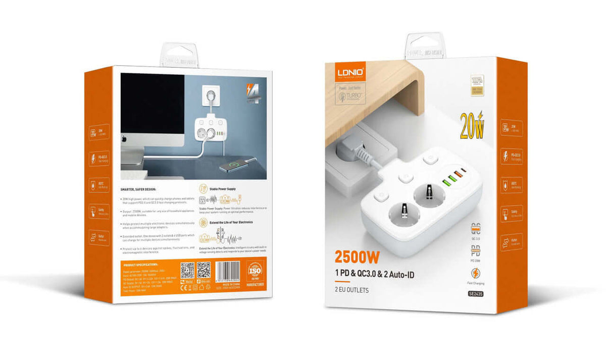 LDNIO 2 Outlets Portable Electrical Extension Socket #SE2435 – view 8