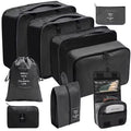 9 Piece Travel Packing Cubes Luggage Organizer – Black
