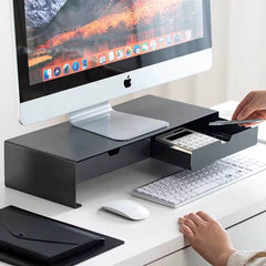Steel Monitor Stand with Dual Storage Drawers