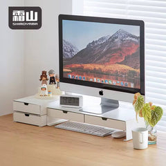 Steel Monitor Stand with Dual Storage Drawers