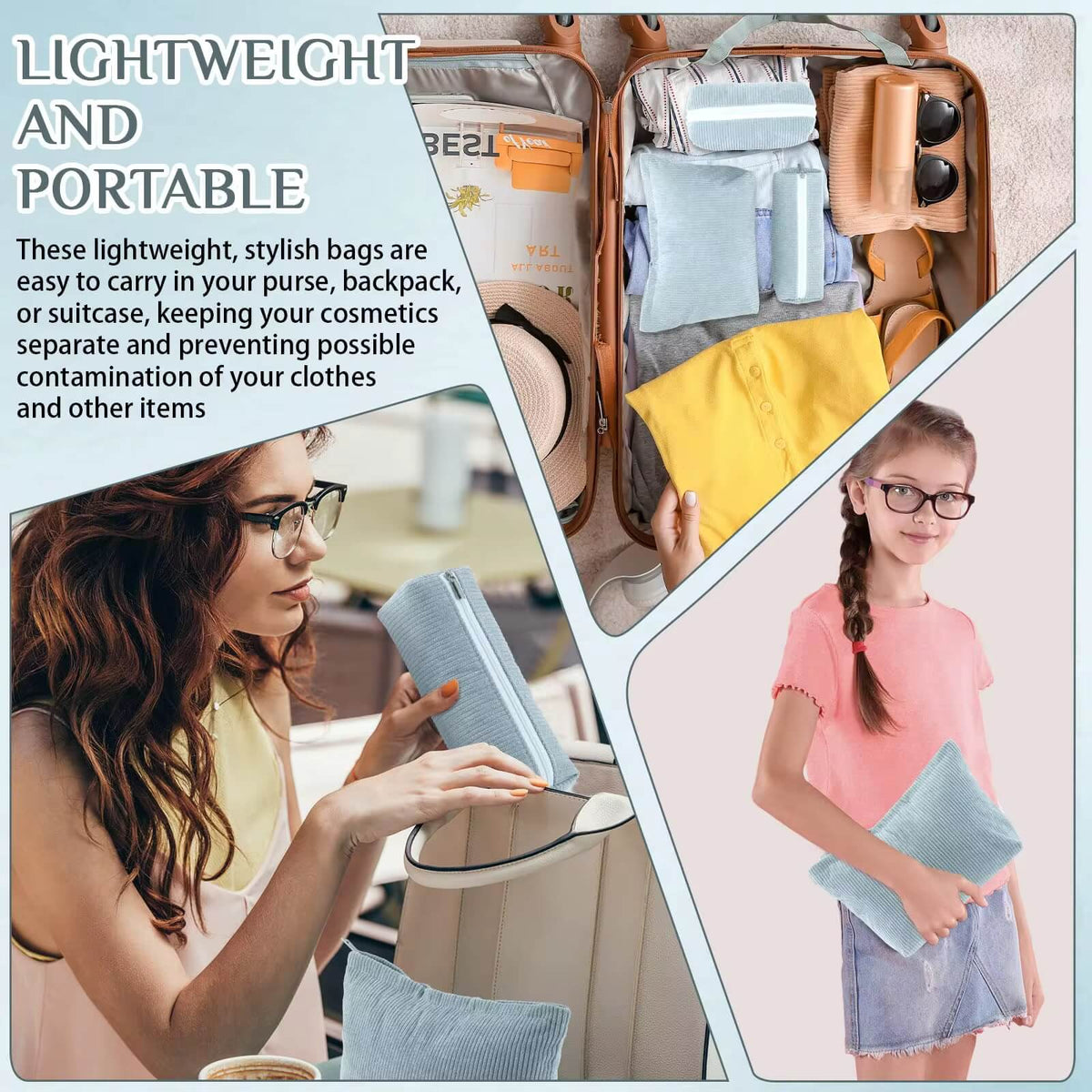 Corduroy Cosmetic Pouch Makeup Bag Set of 3 – view 8