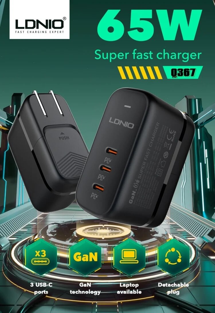 LDNIO 65W GaN Multiport USB C Charger #Q367 – view 5