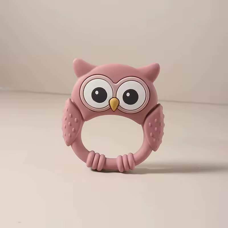 Food Grade Silicone Owl Baby Teether – Pink