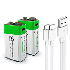 USB C Rechargeable 9V Lithium Battery