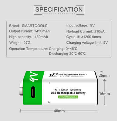 USB C Rechargeable 9V Battery (Pack of 1) – view 6