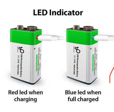 USB C Rechargeable 9V Lithium Battery