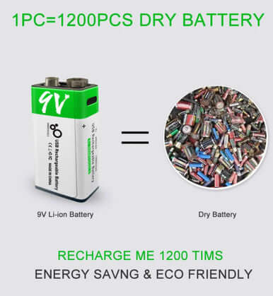 USB C Rechargeable 9V Lithium Battery