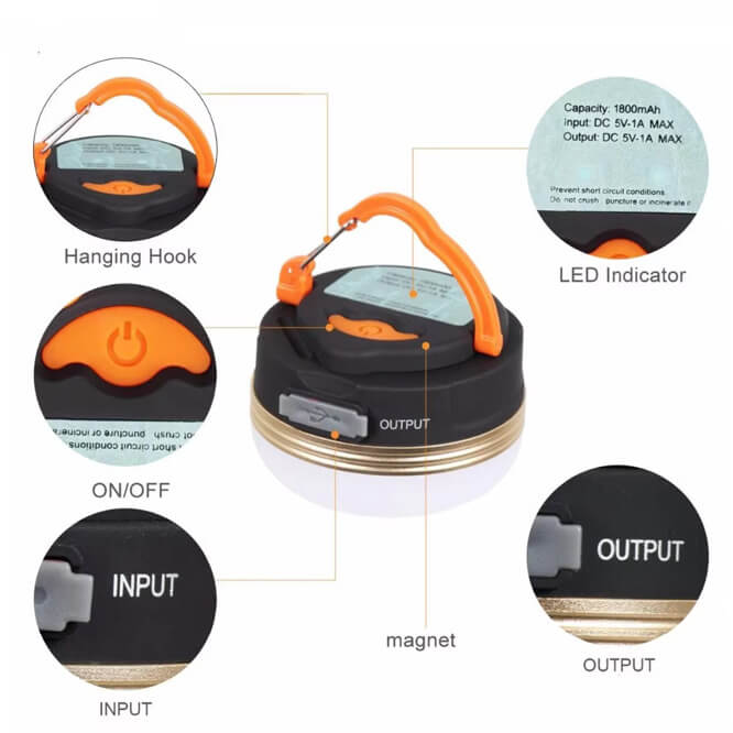 Portable Rechargeable Magnetic Camping Light #TL01R – view 3