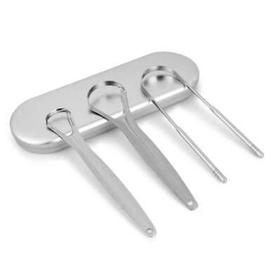 Stainless Steel Tongue Scraper Oral Cleaner Kit