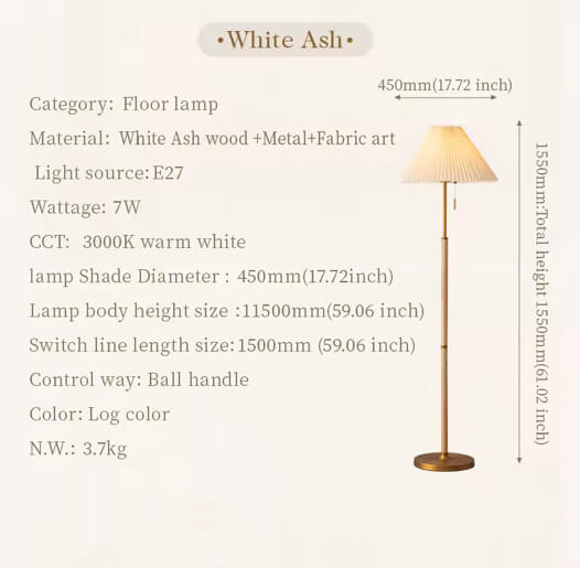 Aisilan Hladgunnr White Ash Wooden Floor Lamp #LD022 – view 7