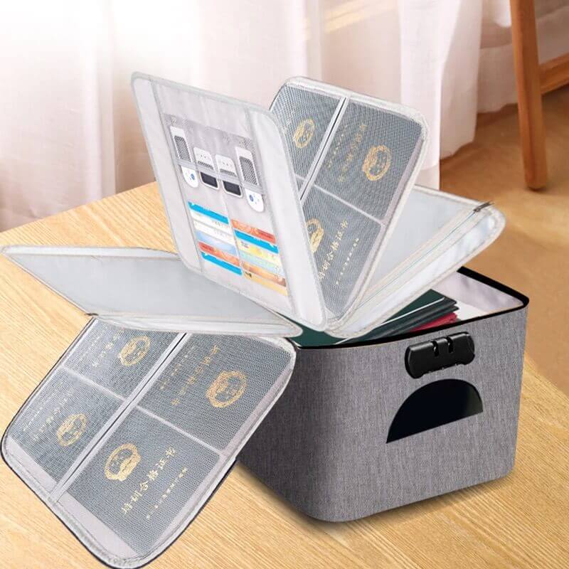 Fire & Waterproof 5 Layer Document Organizer Case with Coded Lock